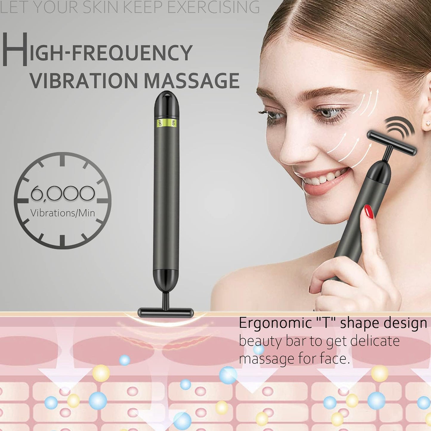 HEYFYV Beauty Bar T Shape Face Massager Electric Facial Massager Tools for Face Skin Massager Daily Skin Care Tool