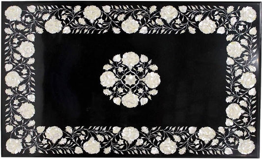 crafts look Black Marble Dining Table Top Mosaic Inlay Art Handmade Decor