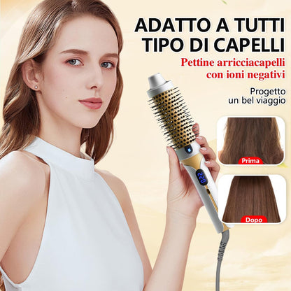 Rotating Hair Brush, Thermal Hair Brush, Thermal Curling Brush, 38 mm Heated Lonic Curling Brush for Creating Volume and Natural Curls, Ionic Care (Gold)