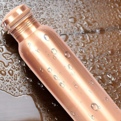 Handcrafted Hammered Traditional Indian 100% Pure Solid Plain Copper Bottle for Yoga, Sports, Outdoors, Daily Use, Leak-Proof Ayurvedic 34 Oz Copper Pitcher