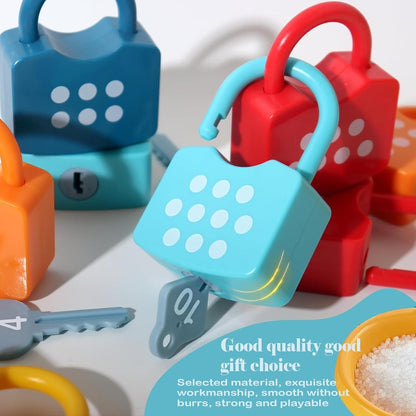 Misitti 20PCS Kids Learning Locks with Keys Numbers Matching & Counting Montessori Educational Toys for Ages 3 yrs+Math Manipulatives for Preschool Kindergarten Learning & Education