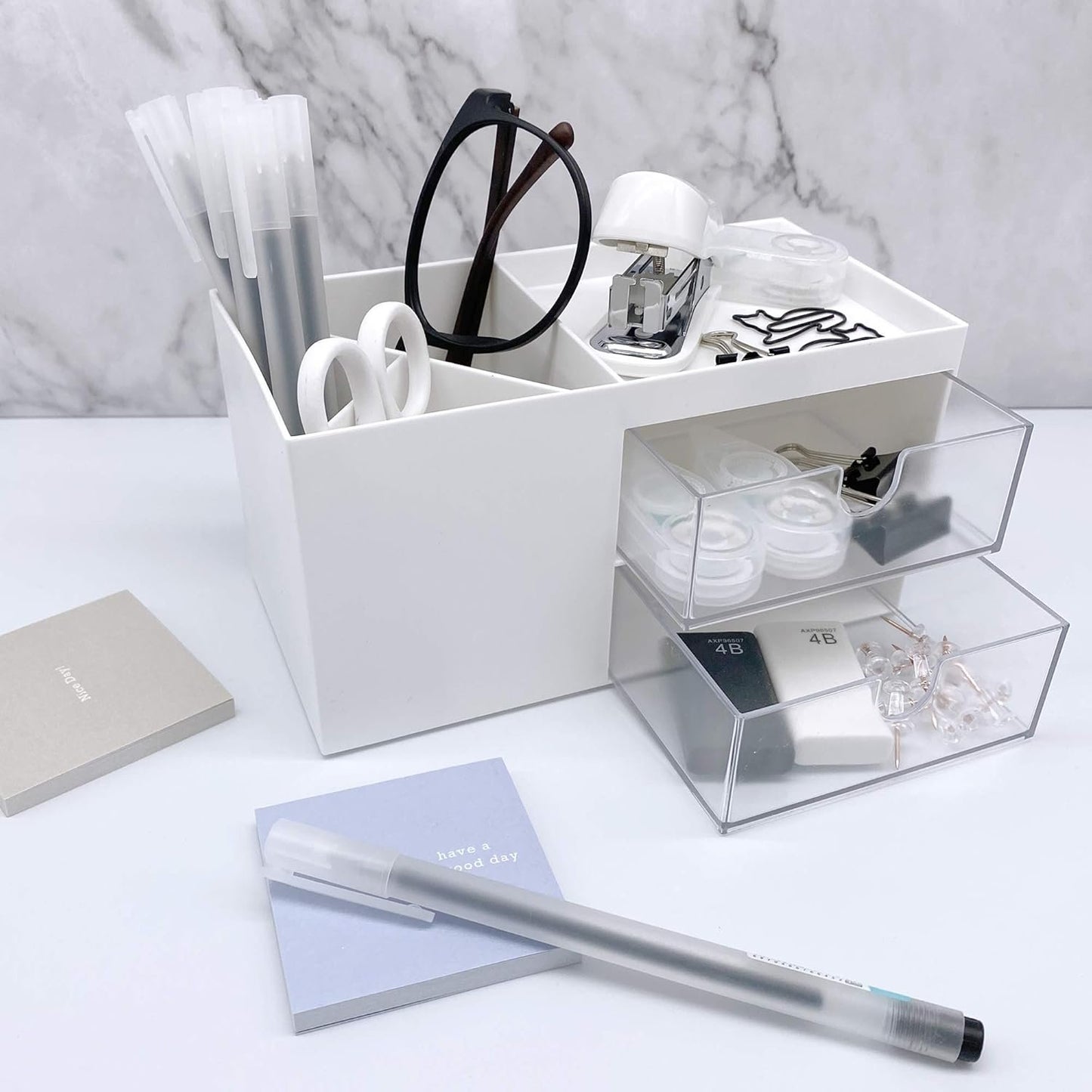 Marknor Minimalist Desk Organizer, White