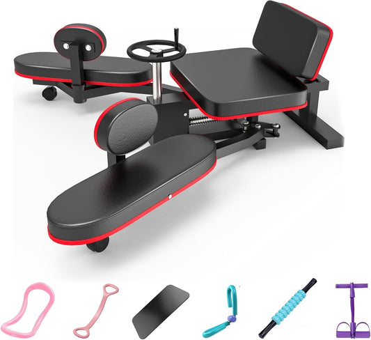 Leg Stretcher, 100kg Stretch Machine, Heavy Duty Steel Frame Equipment Splits Machine, Leg Stretching Training Machine for Home Gym Split Machine Training Fitness with 6 Accessories