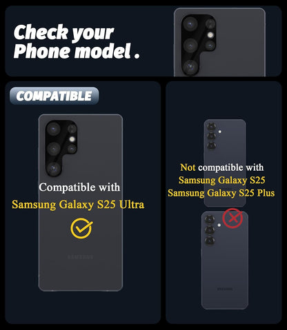 (3 Pack) Orzero Camera Lens Protector Compatible for Samsung Galaxy S25 Ultra, Protector de Cámera Tempered Glass 9H Precise Camera Cutouts Anti-Scratch Does Not Affect Night Shots and Flash