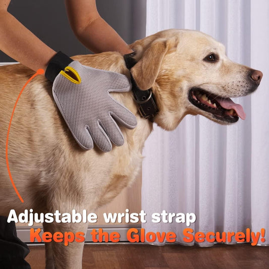 Touch Cleaning Brush Magic Glove Pet Dog Cat Massage Hair Removal Grooming Comb, Comfortable Mesh Cloth, Adjustable Velcro Strap