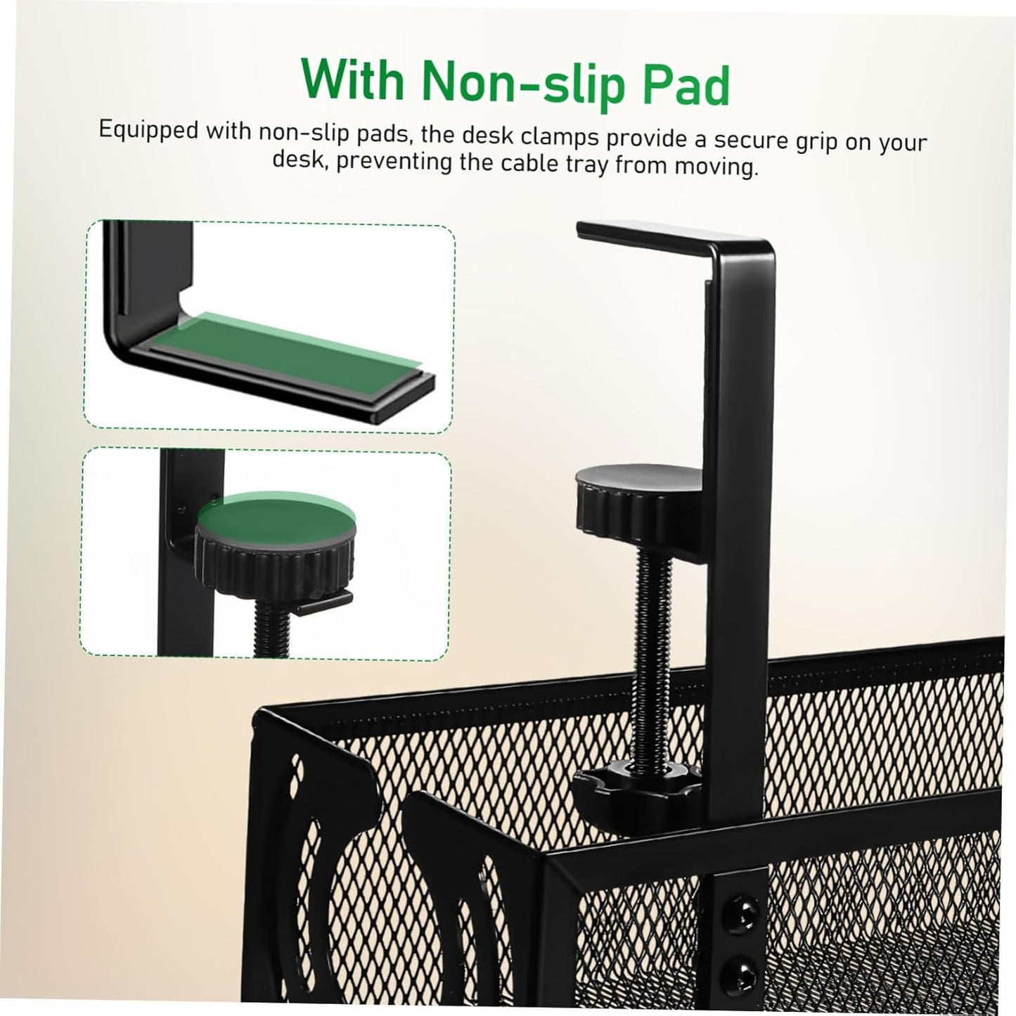 GETAJGHSD 1 Set Under Desk Cable Organizer Tray with Clamp Easy Installation Wire Management Basket for Neat Workspace Ventilated Mesh Design Robust Construction for Cables and Power Strips