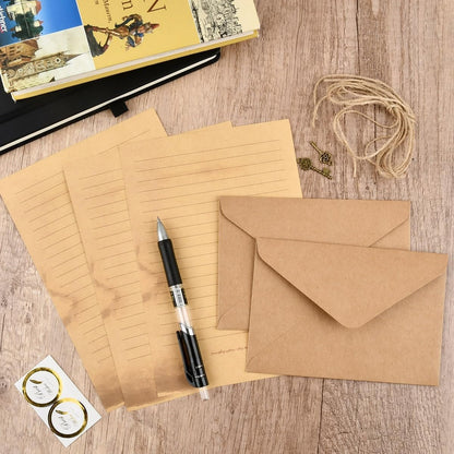 OTYMIOW Vintage Stationery Paper and Envelopes Set - 20 Sheets, 10 Envelopes, 10 Twine, 10 Keys, 10 Seal Stickers for Letter Writing