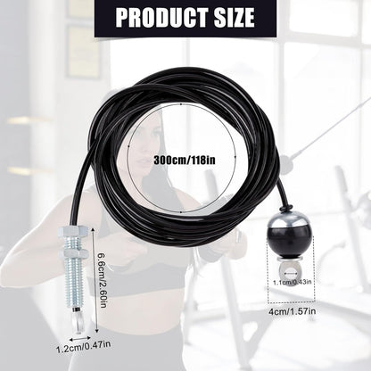 118in Fitness Pulley Cable, Home Gym Replacement Cables Pulley System Gym Heavy Duty Fitness Steel Wire Rope for Pulley Machine Accessories Home Gym