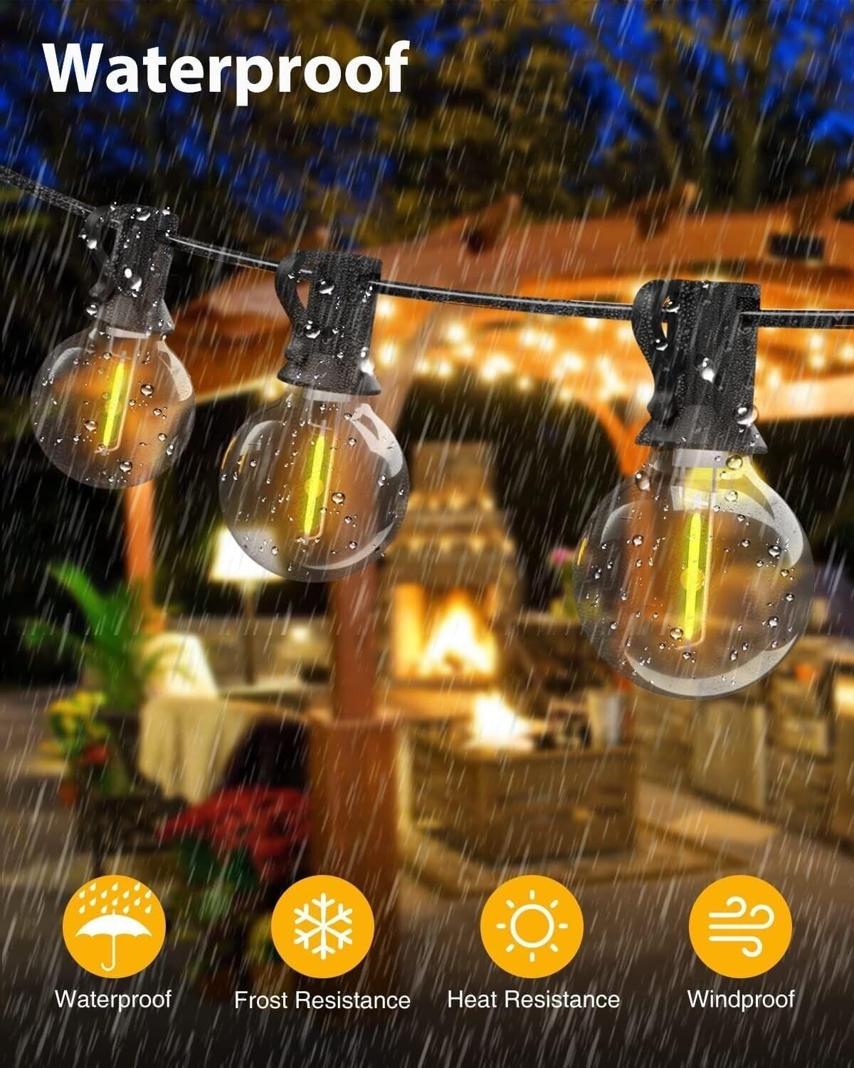Litogo 18m Outdoor Festoon Lights Mains Powered, String Light with 30+3 G40 LED Bulbs, Waterproof & Shatterproof Hanging Globe Patio Lighting for Garden Pergola Wedding Gazebo Backyard Outside