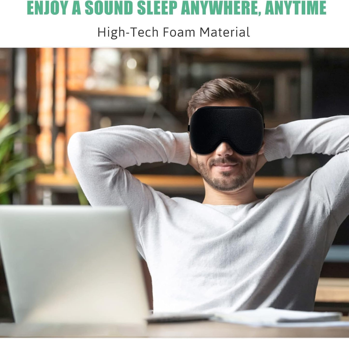 Sleep Mask for Men & Women, 2 Pack 3D Contoured Eye Mask for Sleeping with Adjustable Strap, BeeVines Molded Night Sleep Mask Blindfold, Soft Breathable Shade Cover for Travel Yoga Nap（Black & Blue）