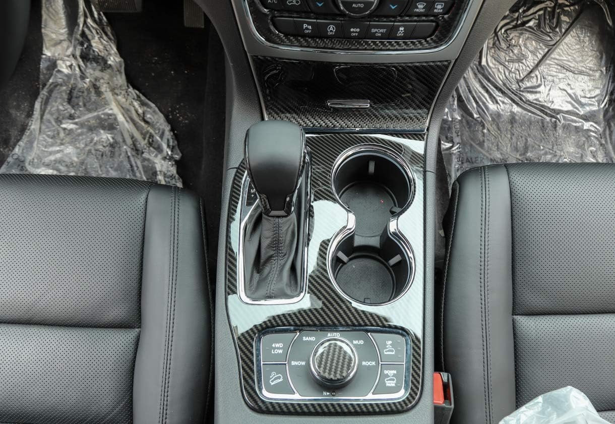 YOCTM For Jeep Grand Cherokee 2016 2017 2018 2019 2020 2021 Interior Accessories Gear Shift Cup Holder Cover Real Carbon Fiber Cup Holder Center Console Trim