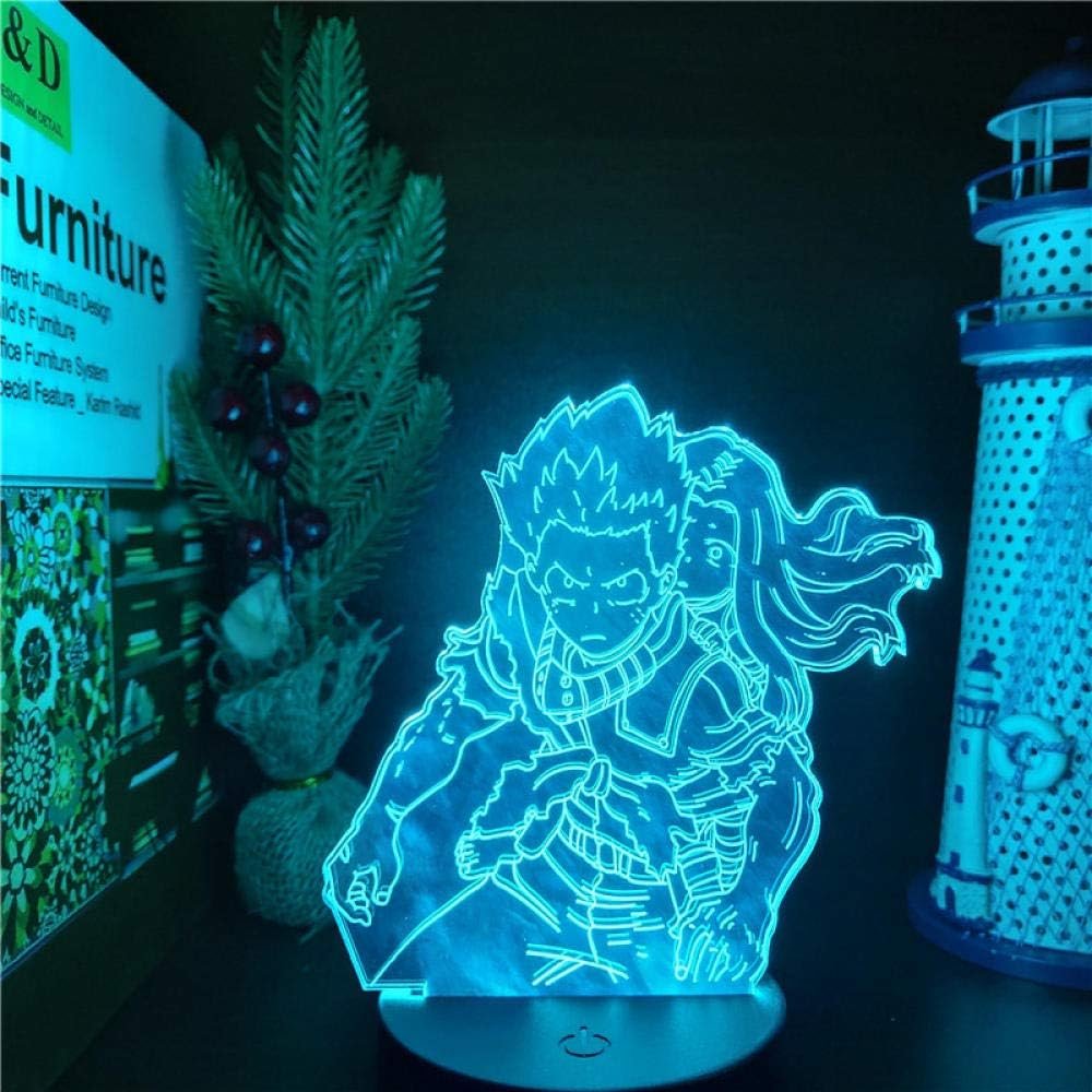 Lampada illusione 3D Luce notturna a LED Anime Boku No Hero Academia Midoriya Izuku Eri Colorful Change Touch Oggettistica per la casa Stanza dei regali del bambino Regalo della ragazza del ragazzo