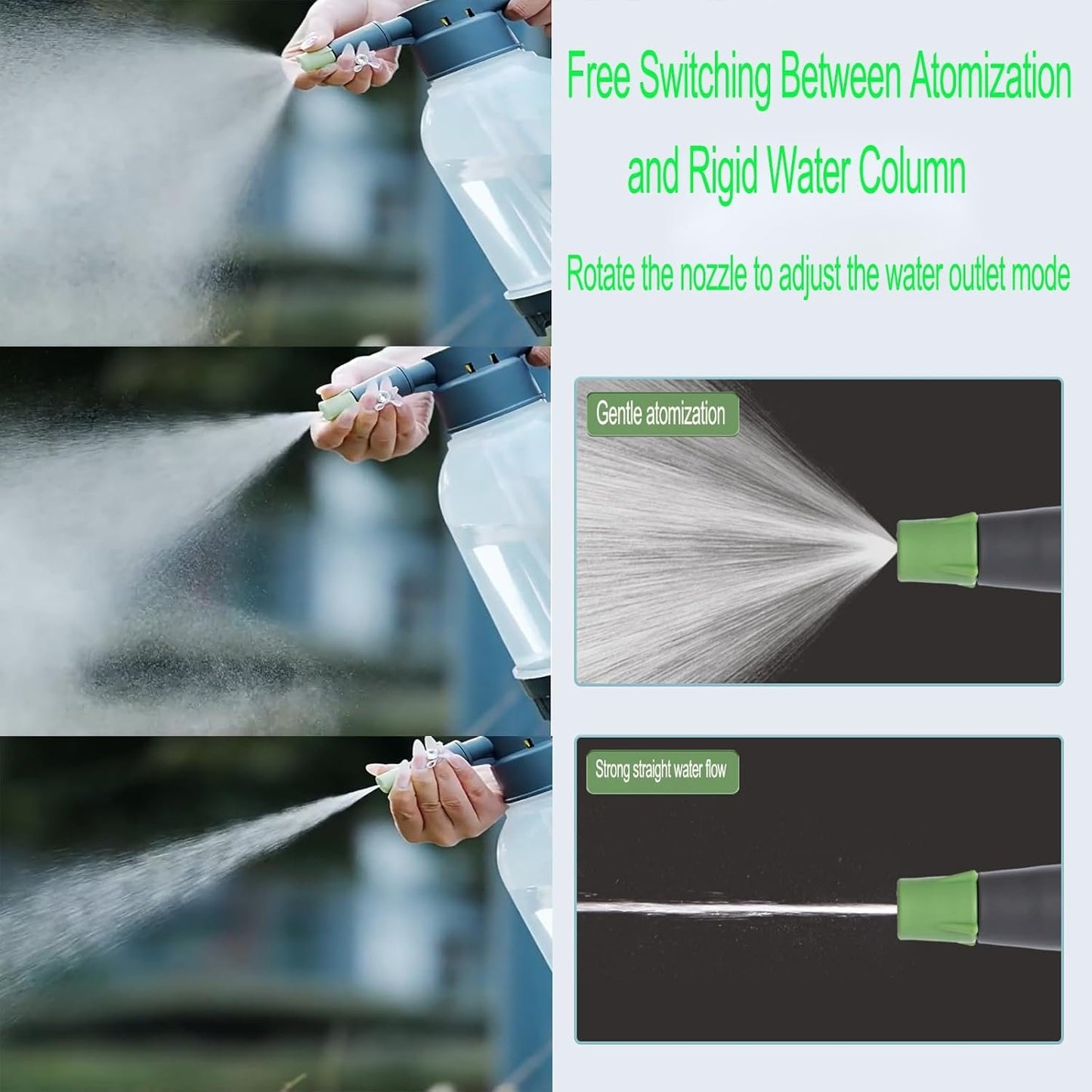 2L Plant Watering Can Plant Pressure Bottle Sprayer, Hand-Held Misting Spray Bottle with Adjustable Nozzle (Green+Grey)