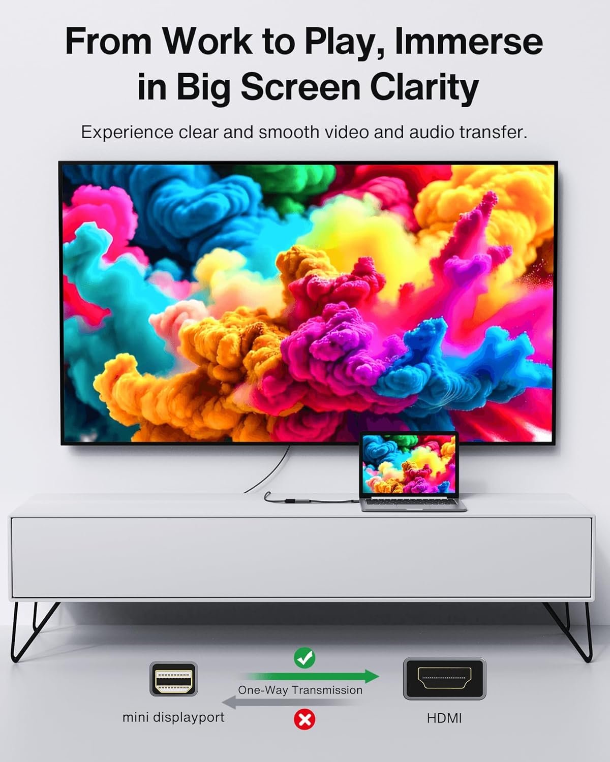 iVANKY Mini DisplayPort to HDMI Adapter, Super Slim Aluminum Shell & Nylon Braided, Thunderbolt 2 to HDMI Adapter Compatible for MacBook Air/Pro, Microsoft Surface Pro/Dock, Monitor, Projector-Grey