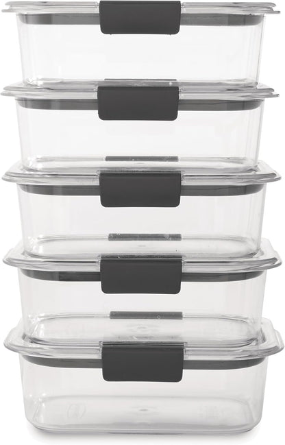 Rubbermaid Brilliance Food Storage Containers BPA Free Airtight Lids Ideal for Lunch Meal Prep & Leftovers Set of 5 (3.2 Cup)