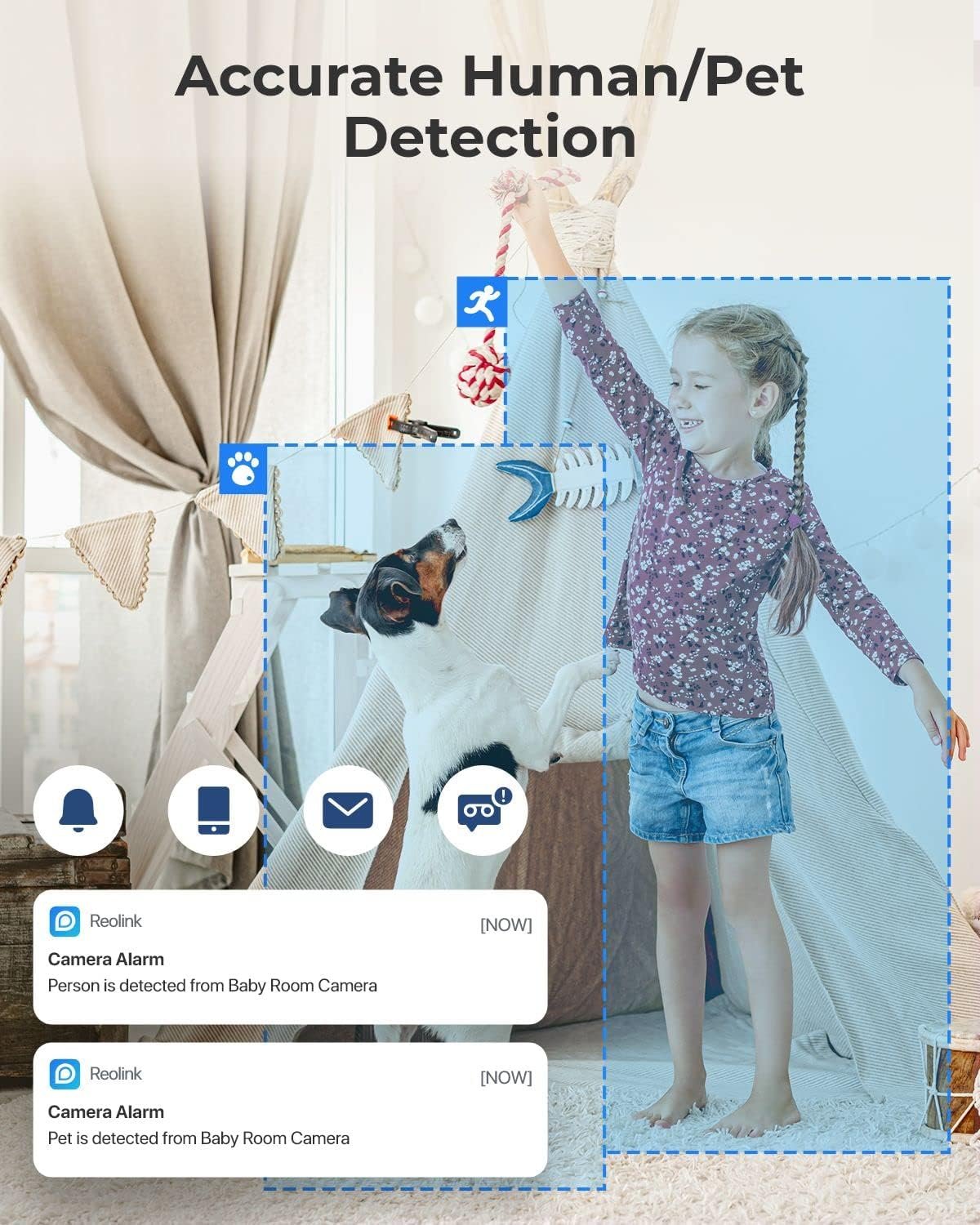 REOLINK Home Security Camera System, 3MP HD Plug-in Indoor WiFi Pan Tilt Pet Camera, Baby Monitor, Night Vision, 2 Way Talk, Smart Human/Pet Detection, Local microSD Card Storage, E1(2 Pack)