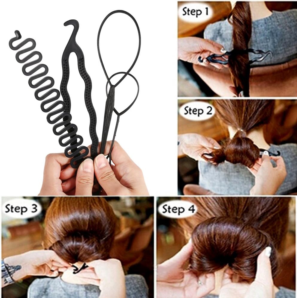 Hair Bun Maker Design Styling Tools DIY Accessories Hair Accessories - Hairdress Modelling Tool Kit Set Magic Simple Fast Spiral Braids Tool for Girls