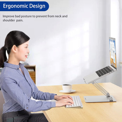 BESIGN LS10 Aluminum Laptop Stand, Ergonomic Adjustable Notebook Stand, Riser Holder Computer Stand Compatible with Air, Pro, Dell, HP, Lenovo More 10-14" Laptops, Silver
