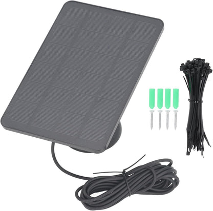 10W Solar Panel , IP65 Waterproof Monocrystalline Silicon Portable Solar Powered Kit with Bracket, Continuous Solar Power Supply for Cameras (Black)