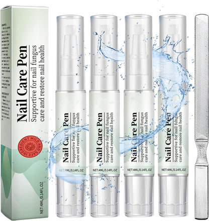 4 Pieces Nail Care Pen, with Nail File, Nail Care Pen, Enriched with Tea Tree Oil, Chamomile Flower Extract and Aloe Vera