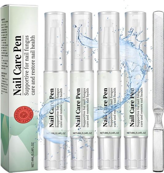 4 Pieces Nail Care Pen, with Nail File, Nail Care Pen, Enriched with Tea Tree Oil, Chamomile Flower Extract and Aloe Vera