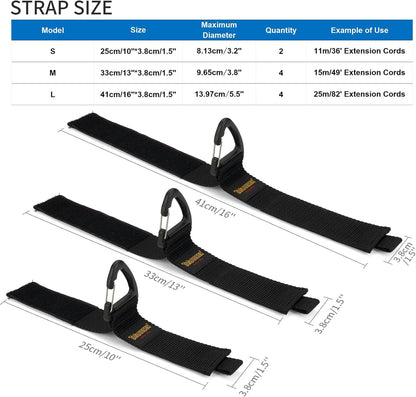 Trilancer Hook-and-Loop Storage Straps with Triangular Buckle to Hang on Walls for Cables, Wires, Rope, Hoses, Organization for Home, Garage or Workshop（2*S，4*M，4*L）