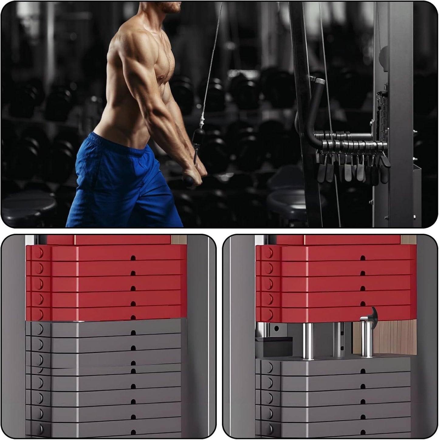 2Pcs Gym Weight Stack Pin, Locking Space Gym Pin Crescent-Shaped Drop Set Pins Gym Stainless Steel Training Loading Pin, Gym Pins for Weight Stack Home Gym Health Club Exercise Machine Accessories