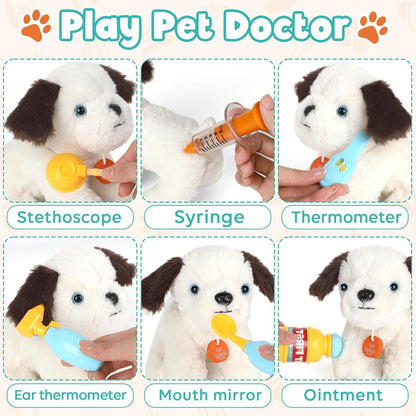 Lehoo Castle Veterinarian Set for Toddlers, Doctor Kit for Kids, Pet Care Play Set with Puppy Stroller, Dog Toys for Kids, Girls Toys for 3 4 5 6 Years Old, Stuffed Animals Gifts for Girls