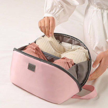 Women's Portable Lingerie & Bra Underwear Storage Bag - Large Travel Essential Packing Bag, Finishing Bag for Clothing Organization, Durable Clothes Storage Box, Travel Inner Bag (Pink)