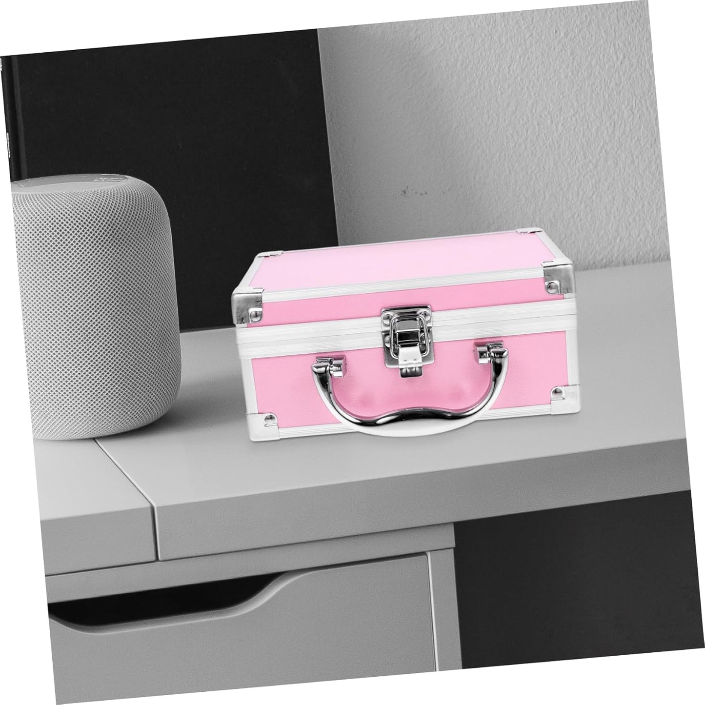 minkissy Aluminum Makeup Case Travel Accessories Organizer for Plane Portable Cosmetic Bag Handles Makeup Storage Case for Women