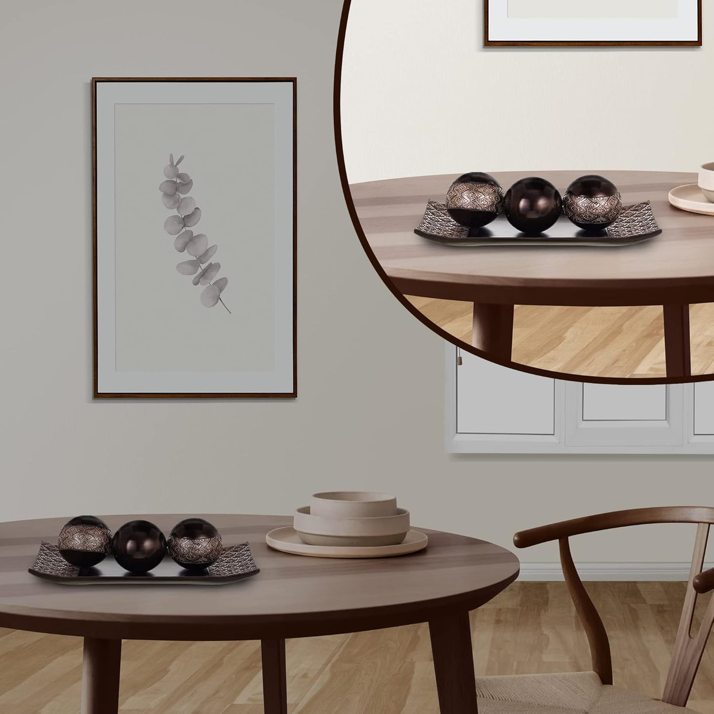 HomeRoots Tray and Orbs Balls Set of 3 | Beautiful Decoration Centerpiece, Home Decor | Decorative Accents Balls for Living Room, Coffee and Dining Table Décor