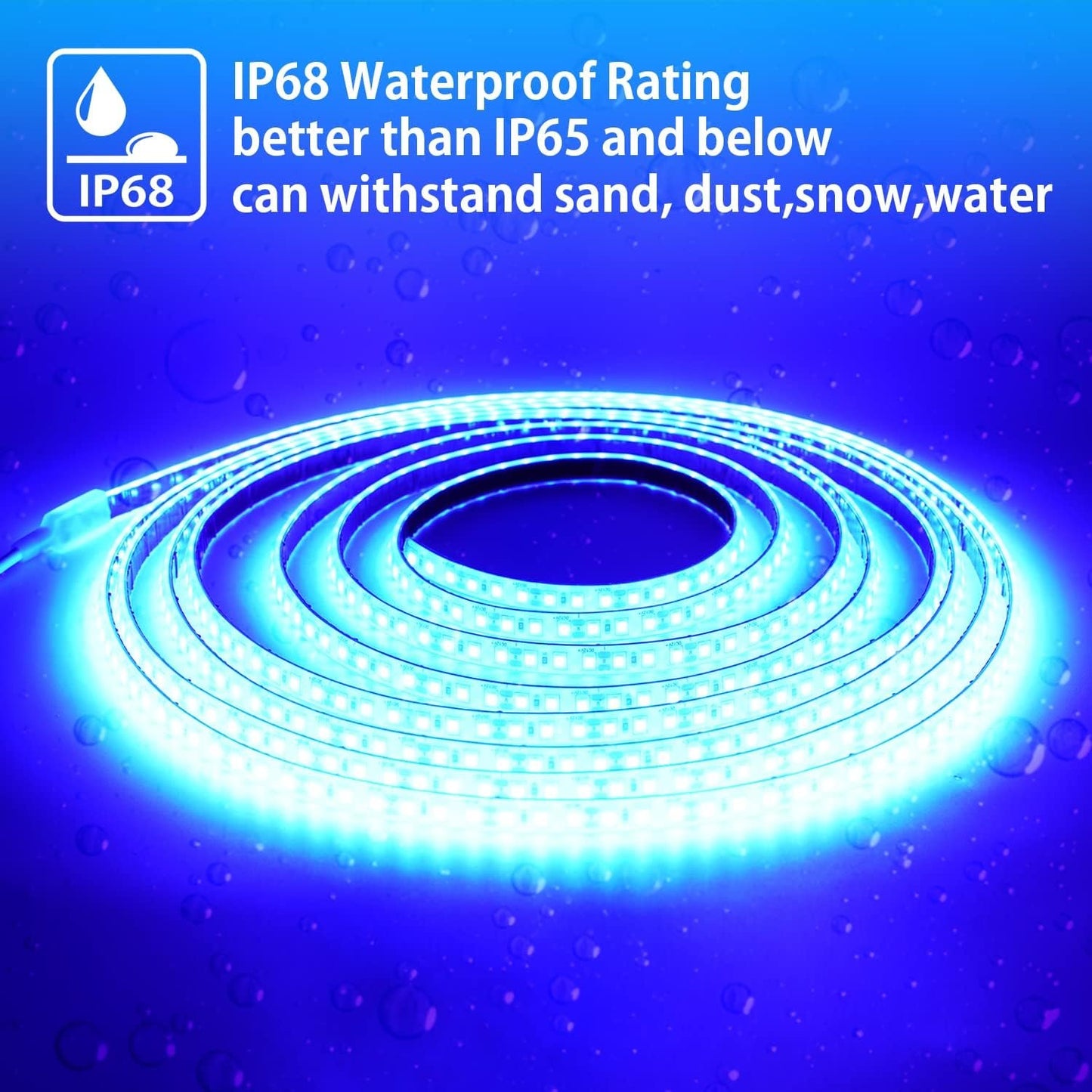 YM E-Bright Blue Led Strip lights 16.4Ft for Bedroom Home Kitchen Boat Marine Indoor Outdoor IP68 Waterproof 5Meter 600SMD Upgrade Solid Silicone DC12V
