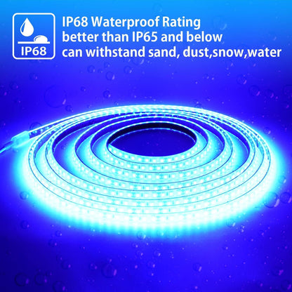 YM E-Bright Blue Led Strip lights 16.4Ft for Bedroom Home Kitchen Boat Marine Indoor Outdoor IP68 Waterproof 5Meter 600SMD Upgrade Solid Silicone DC12V