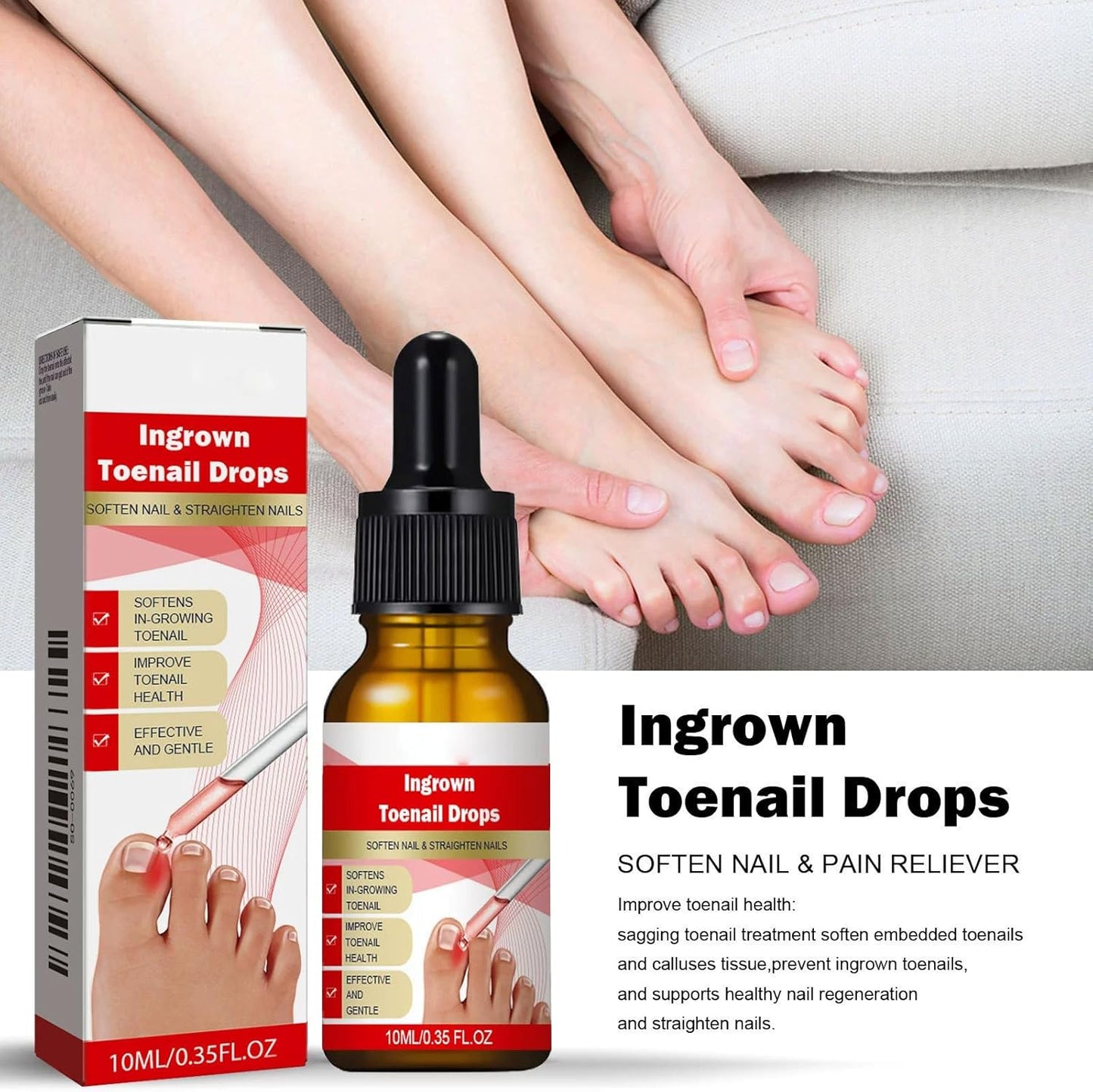 Ingrown Toenail Treatment Drop - Ingrown Toenail Treatment- Cuticle Care Oils for Ingrown Toenails - Trimming Toenail Softening Drops Natural Ingrown Toenail Correction Fungal Nail - 10ml