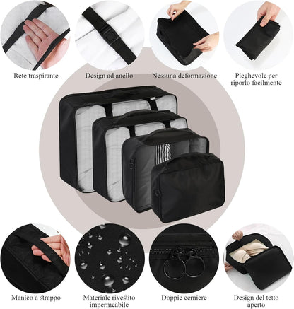 PHOGARY 8-Piece Suitcase Organizer, Packing Cubes Organizers for Travel, Vacation and Travel, Cubes Organizer Suitcases, Travel Useful Accessories (Black)