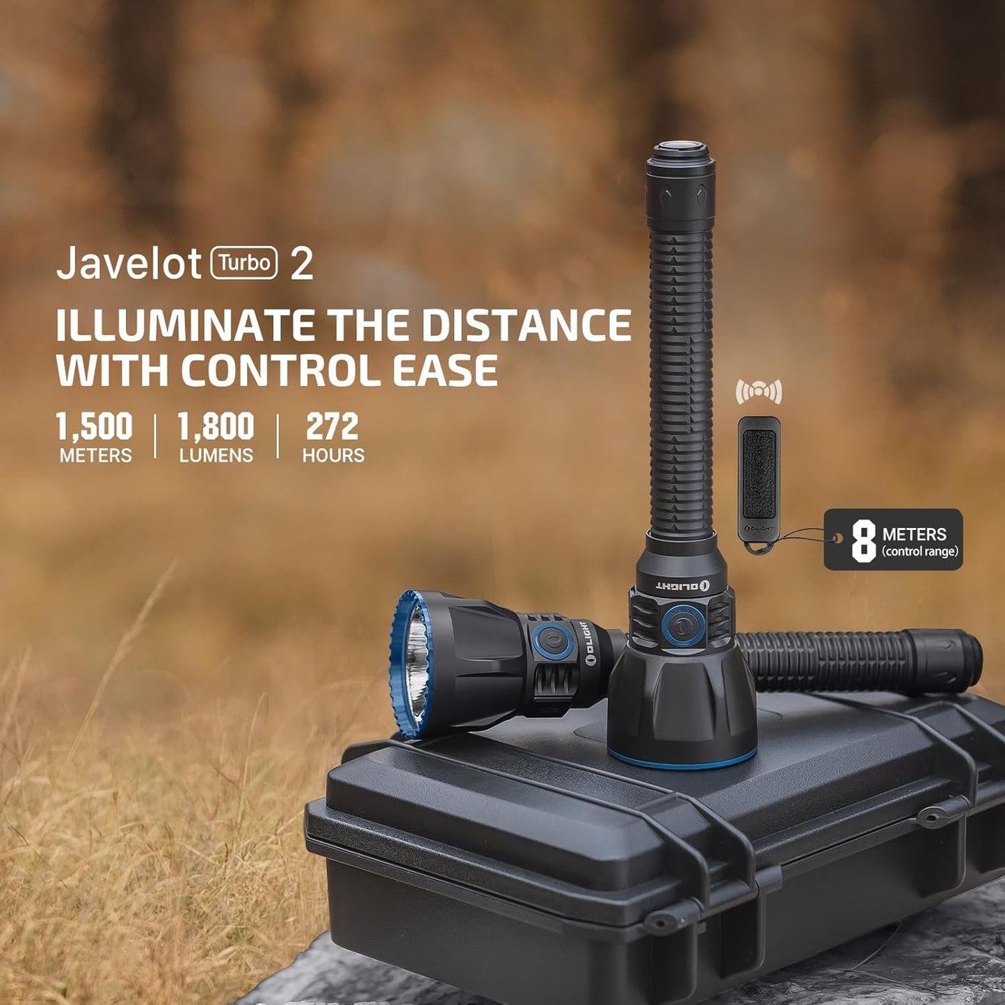 OLIGHT Javelot Turbo 2 Rechargeable Tactical Flashlight, 1800 Lumens Long Beam Flashlight with Max. 4921ft Throw, Powerful LED Flash Light for Hunting, Search and Rescue (Black)
