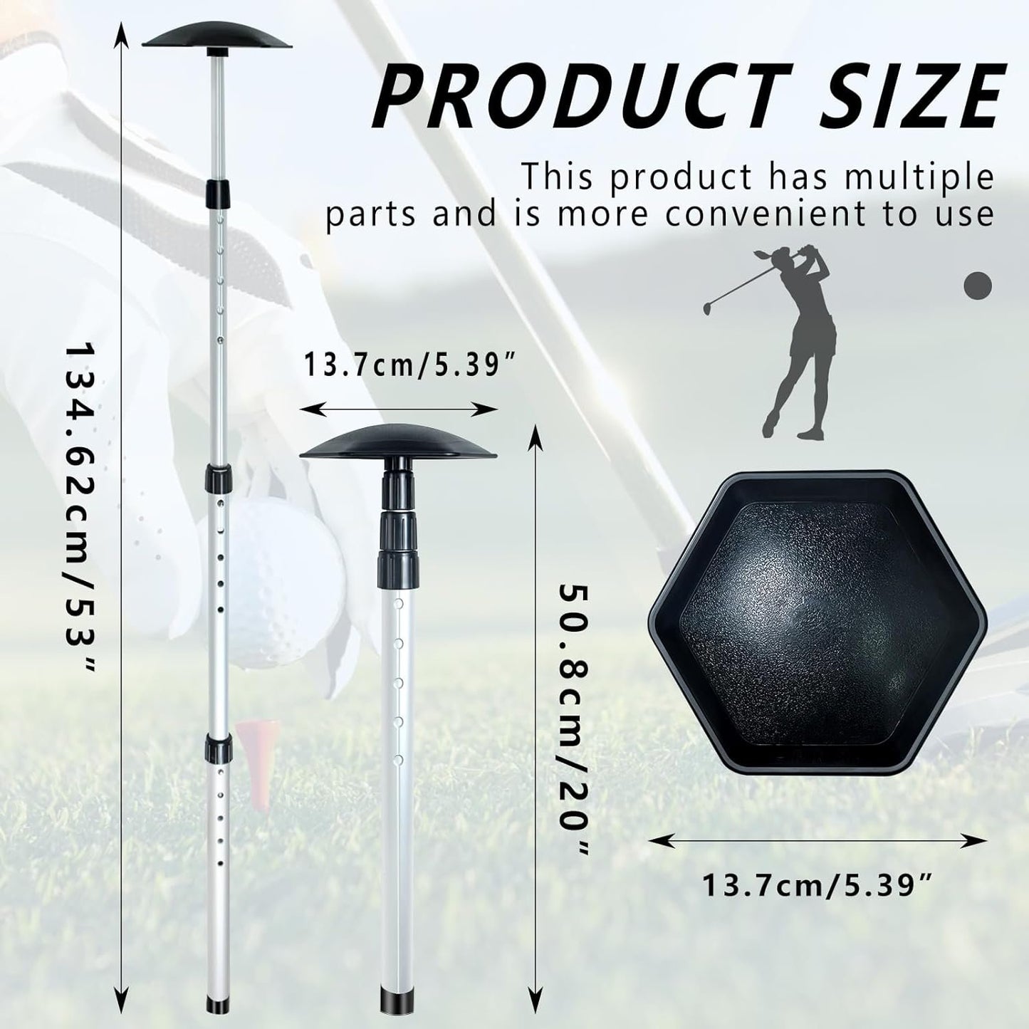 ZephyrCraft Golf Travel Bag Support Rod - Aluminum Adjustable 4 Telescoping Section, Golf Club Bag Accessories Support System with 5 Paragraph Adjustment for Ultimate Protection