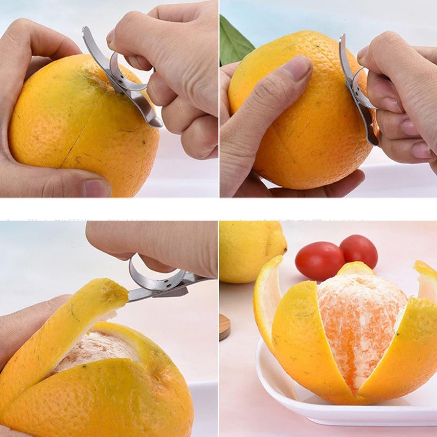 YUEMING 2 Pieces Orange Peelers Fruit Peelers Peeling Tool Citrus Peeling Citrus Remover Stainless Steel Slicer Kitchen Gadget for Orange
