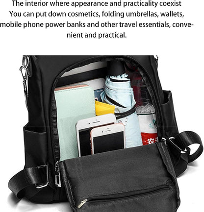 Dafape Women Backpack Purse, Fashion Daypack Shoulder Bag Crossbody Bag for Travel Work Business Outdoor Camping Cycling Ladies Men Lightweight (Black)