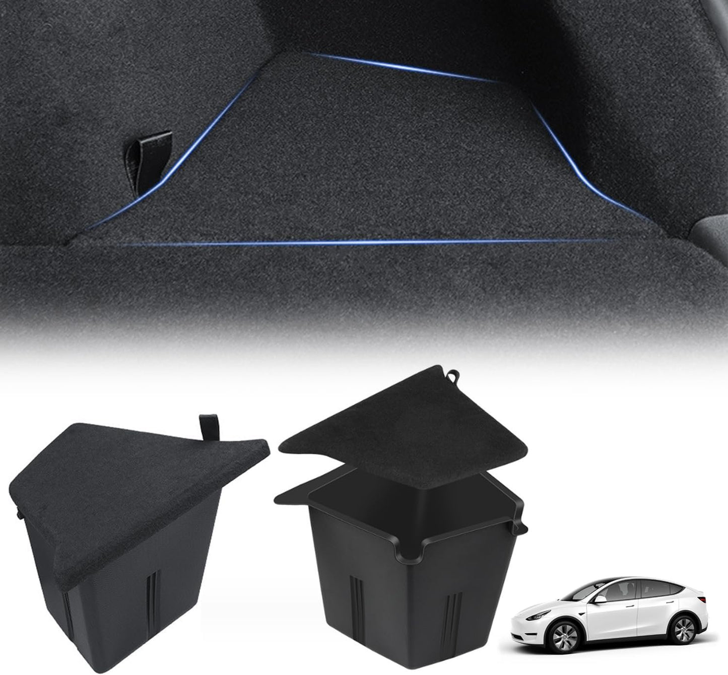 Yotsuba for Tesla Model Y Trunk Storage Bins, Rear Trunk Organizer Side Packets Tray for 2022-2024 Tesla Model Y 5-Seater (Newest Verion)