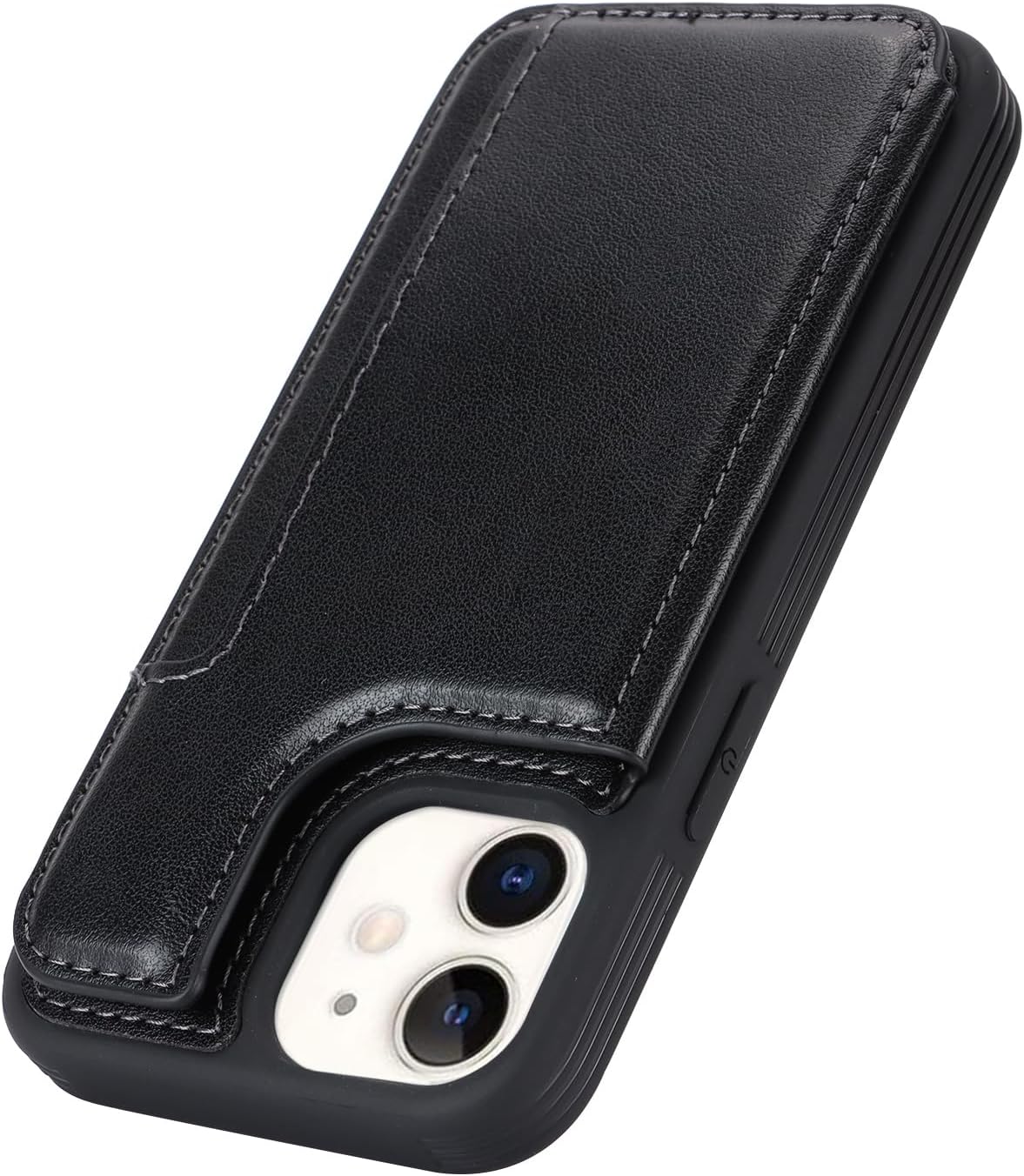 Cavor for iPhone 12 Mini Case Vertical Flip Cover for iPhone12 Mini Wallet Cases PU Leather Kickstand with Card Slots Holder Magnetic Clasp Protective Phone Cover for Women Girl Men-Black
