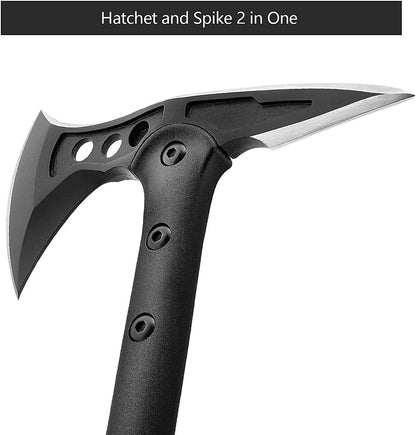 Tactical Tomahawk- Hatchet, Versatile Survival Tactical Axe and Emergency Breaching Tool with Spike for Outdoor Survival Hiking Camping with Non-Slip Handle and Sheath (Camouflage)