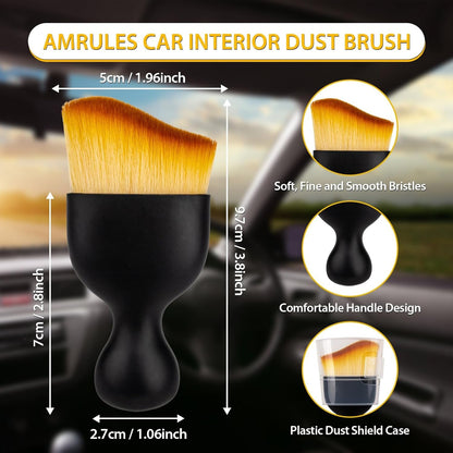 2PCS Car Interior Detailing Brush, Auto Car Detailing Brush Dusting Brush, Soft Bristles Car Interior Cleaning Tool for Dashboard Interior, Exterior, Skylight, Leather, Dust Brush (Black)