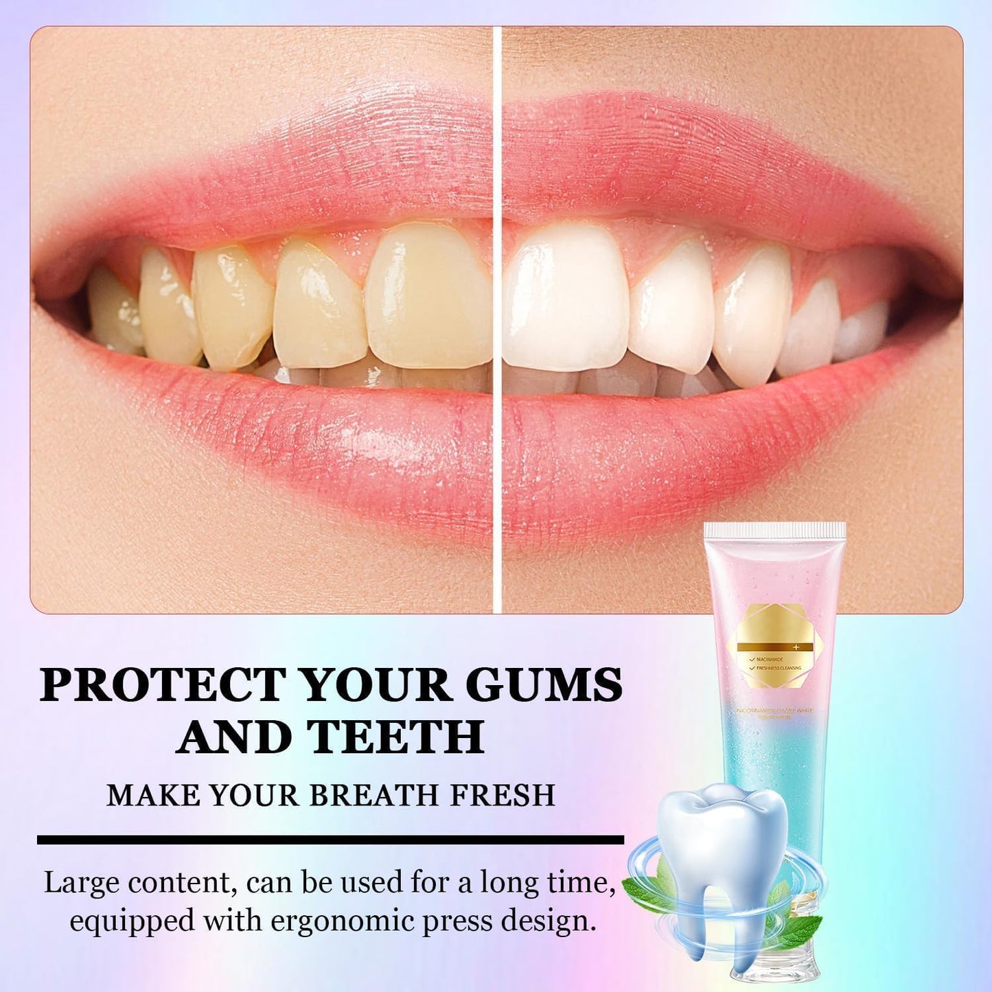 Bodyacel Toothpaste,Niacinamide Whitening Toothpaste,Whitening Toothpastes Stain Removal,Stain Removal Natural, Complete Care, Enamel Repair, Fresh Breath, Protect and Bright Teeth (3 PCS)