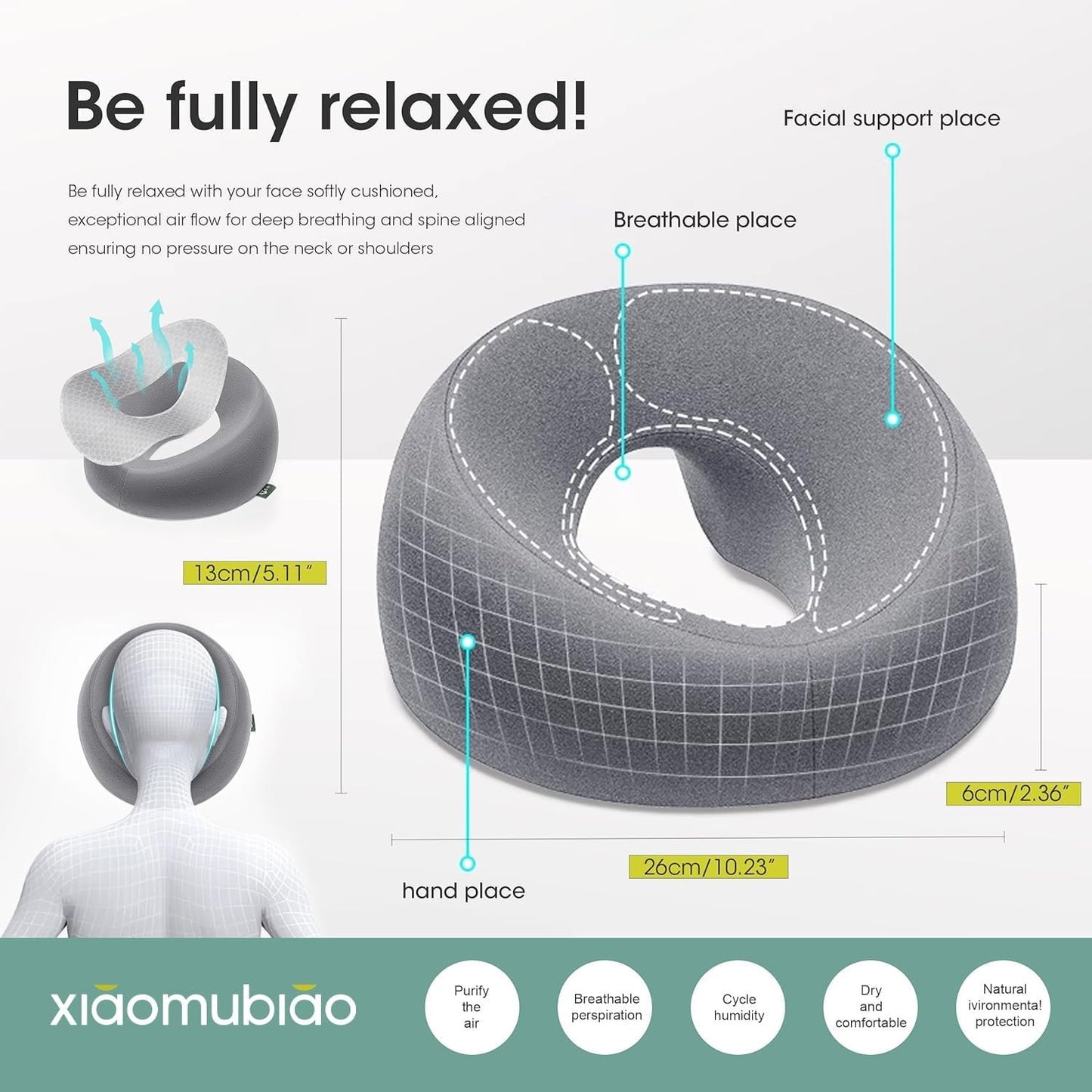 Face Pillow Massage Headrest for Bed Prone Down Sleeping，BBL Pillow After Surgery Post Eye Surgery Recovery & Vitrectomy Recovery Equipment Removable Cover