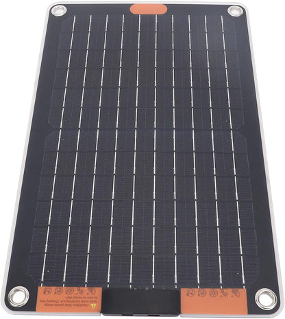 Solar Panel, 15W 5V Portable Monocrystalline Solar Panel Power Charger, Waterproof Portable Power Station with Suction Cup and 2 USB C Ports for Camping Hiking Phone Charging