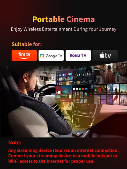 KALOS Car TV Mate Wireless Carplay Adapter & Android Auto Adapter, 3 in 1 HDMl Multimedia TV Stick Converter, Compatible with Fire T V Stick, Switch, Plug & Play Streaming Device