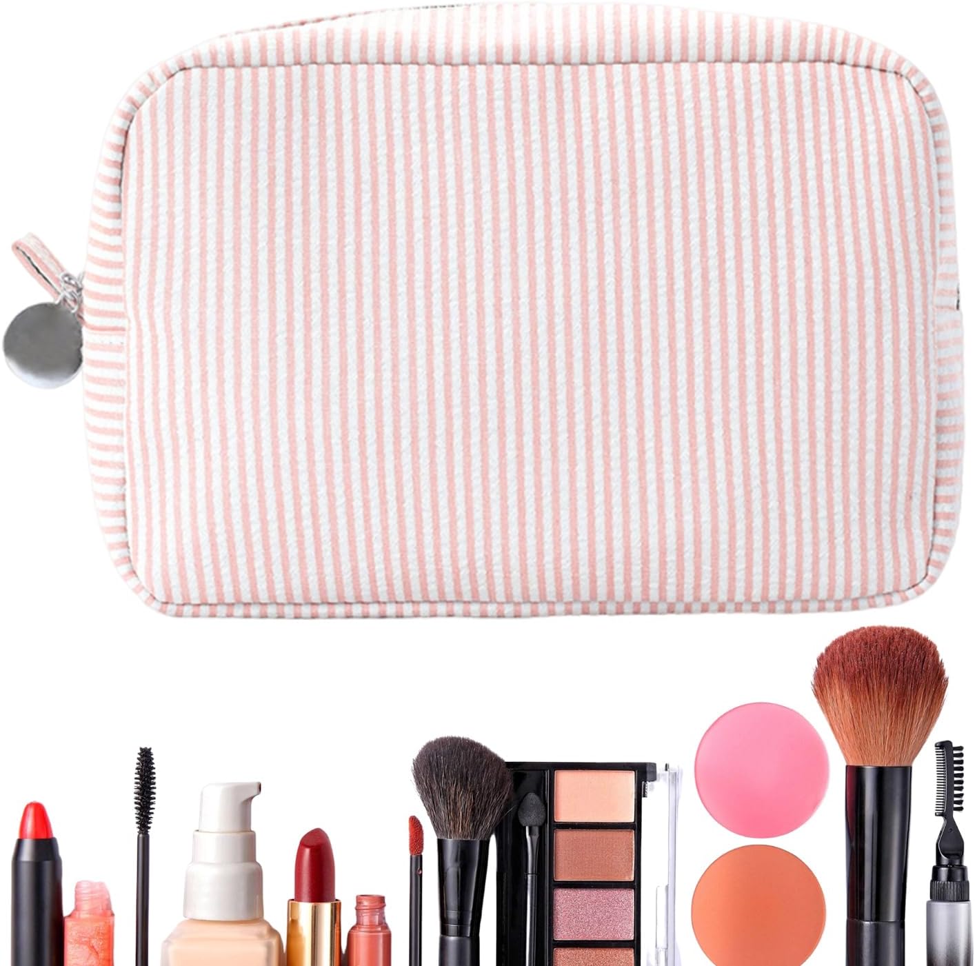 Travel Makeup Bag, Large Capacity Toiletry Bag, Polyester Portable Pouch, Durable Material, Secure Zipper, Lightweight Design, Water Resistant, Perfect for Gym, Beach, 8.66x5.91x3.54 inches