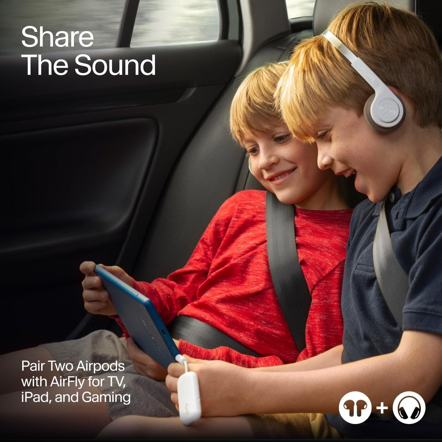 Twelve South 4353 Airfly Pro | Wireless Transmitter/Receiver with Audio Sharing for Up to 2 Airpods/Wireless Headphones to Any Audio Jack for use On Airplanes, Boats or in Gym, Home, Auto