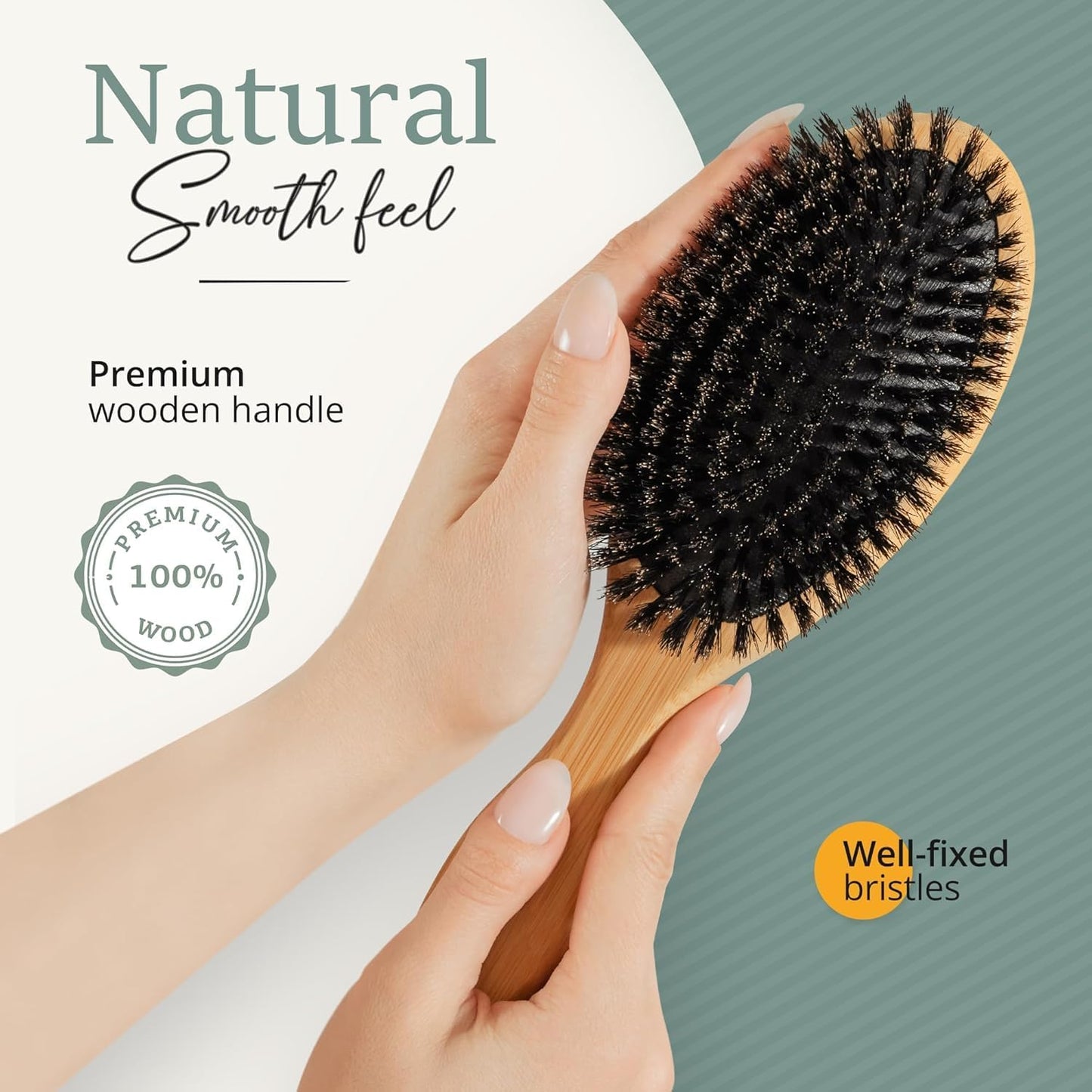 Belula 100% Boar Bristle Hairbrush Set. Soft Natural Bristles for Thin and Fine Hair. Restore Shine And Texture. Wooden Comb, Travel Bag and Spa Headband Included!
